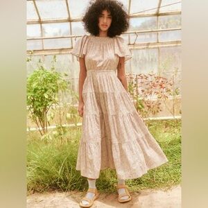 NEW NWT THE GREAT. The Creek Midi Dress Cream Mini Wildflower